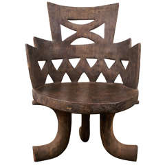 Vintage African  Carved Wood Armchair