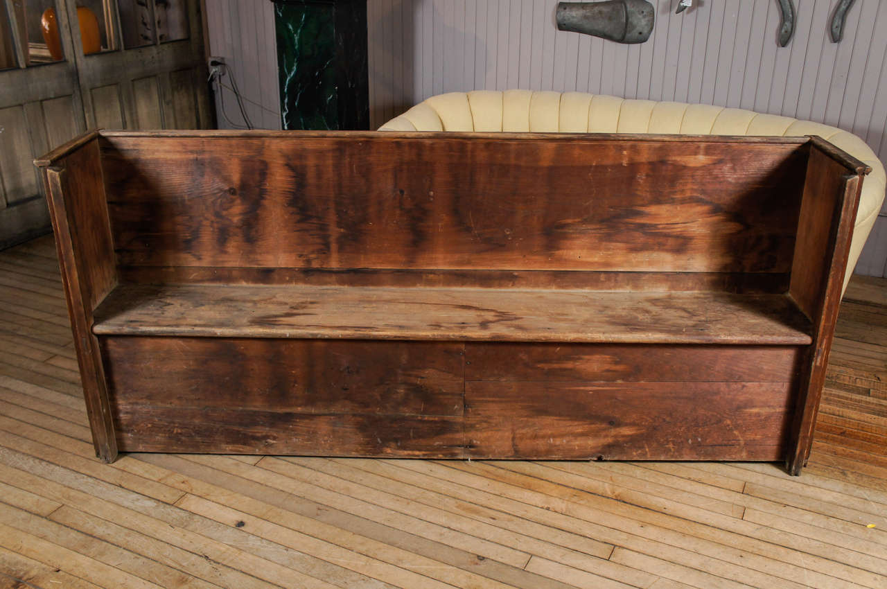 rare New Hampshire meeting house bench - 18th c - 'T' nail head construction - dry dry untouched patina