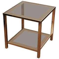 Set of Two 23-Carat 'Marked' Gold Square Two-Tier Cocktail Tables 1