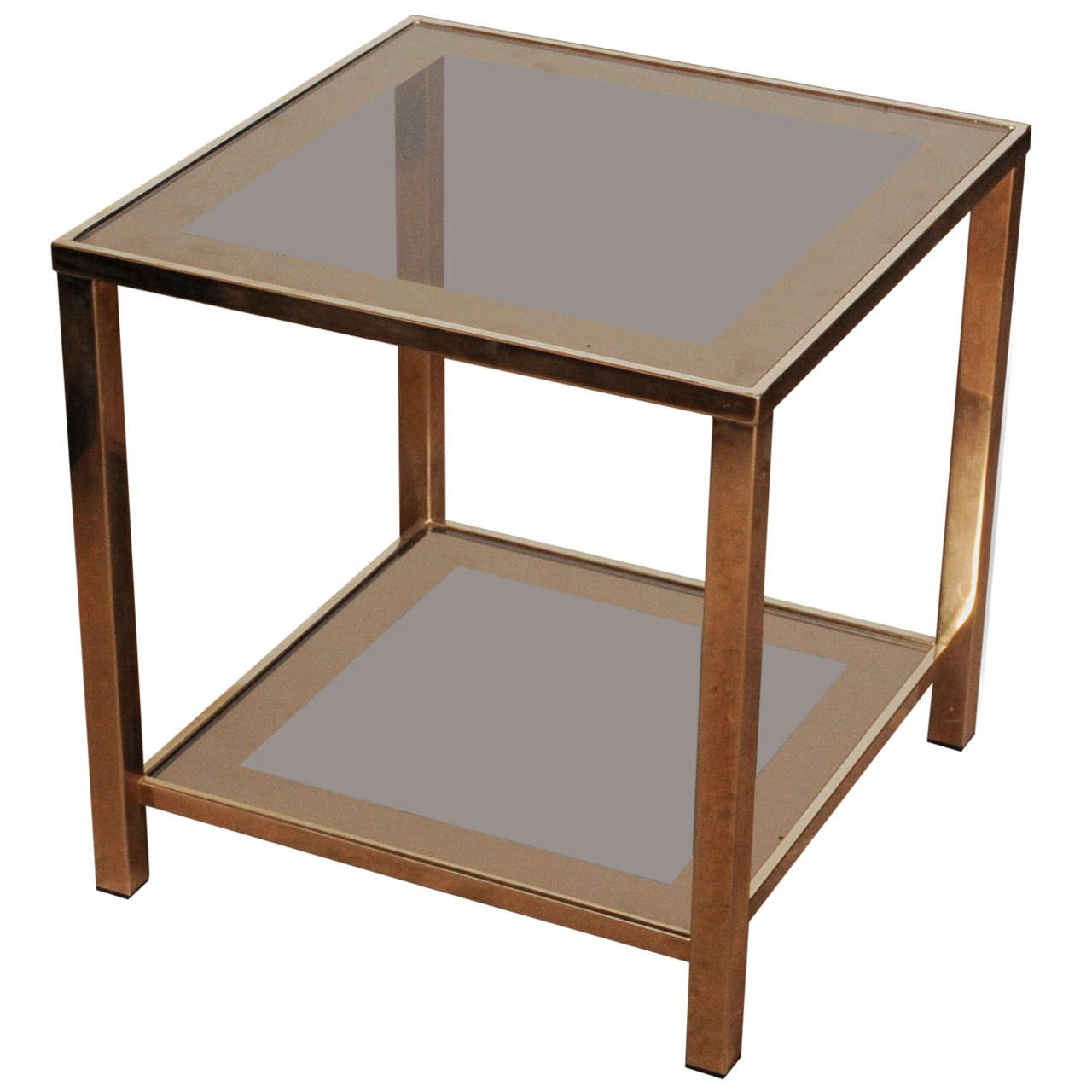 Set of Two 23Carat 'Marked' Gold Square TwoTier Cocktail Tables For