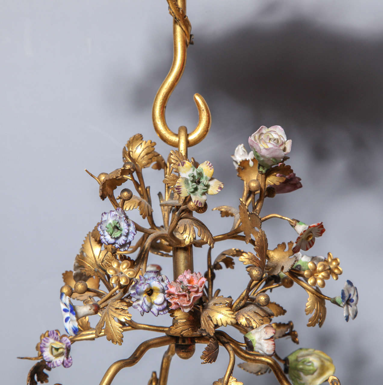 Gilt Louis XVI French Glass and Doré Bronze Four-Light Chandelier