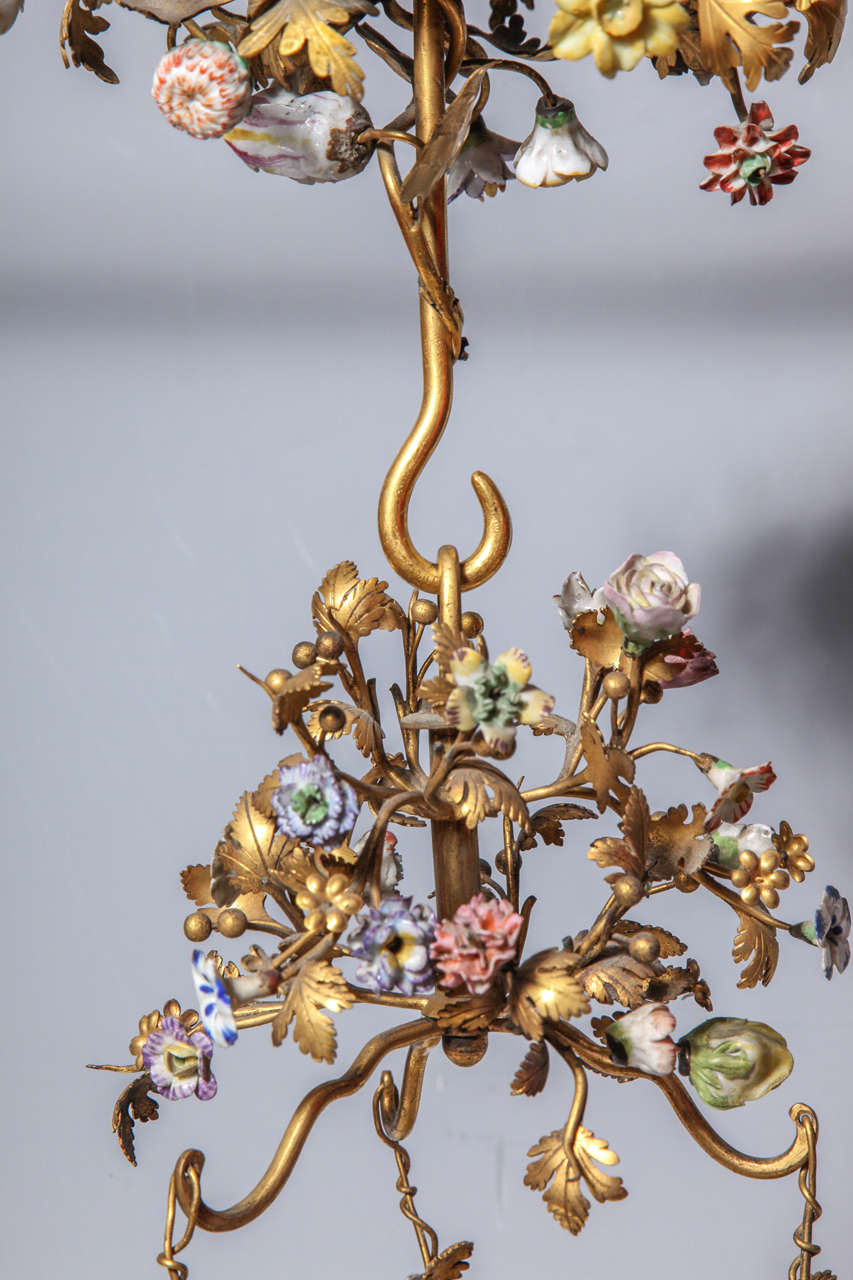 Louis XVI French Glass and Doré Bronze Four-Light Chandelier 2