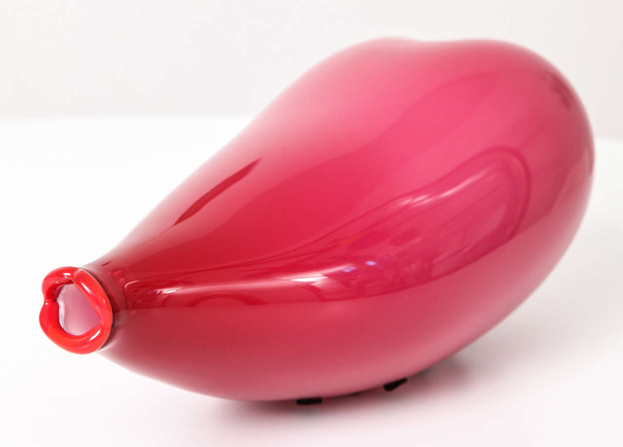 Blown Glass Big Whistling Vase by Paul Marioni For Sale