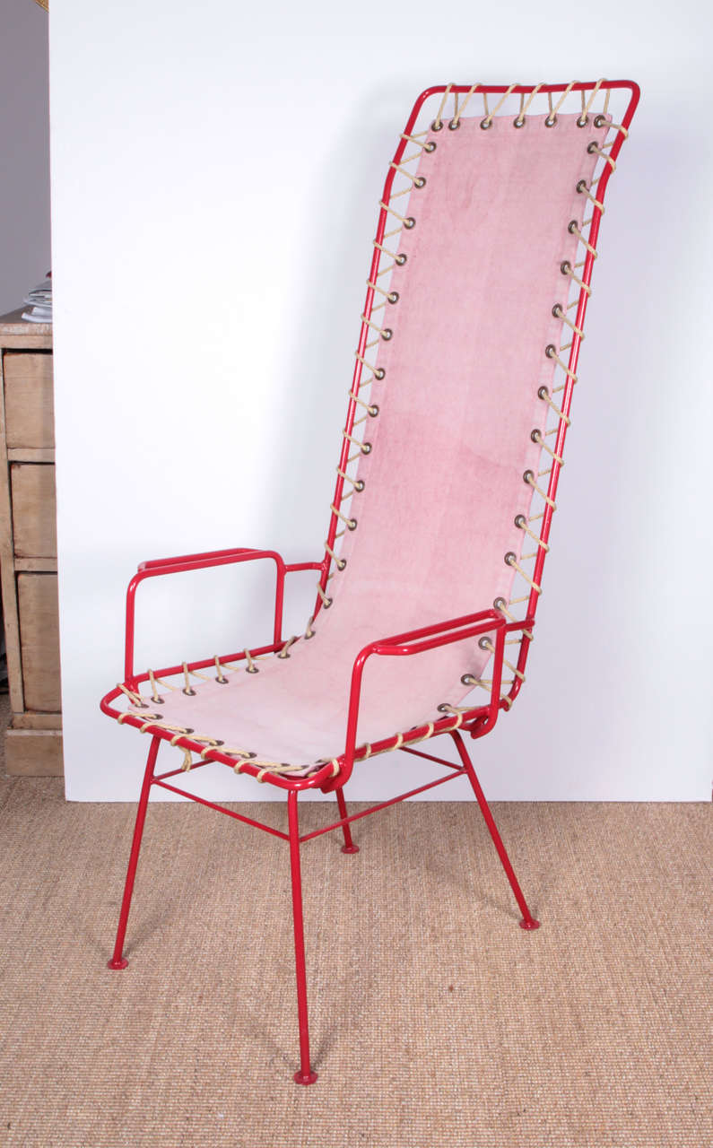 Pair of French Vintage Pink and Red Chairs