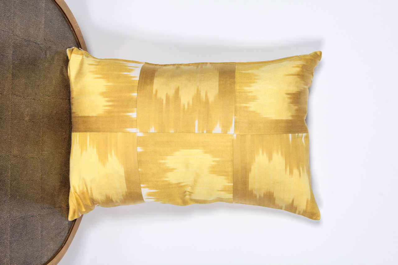 Mustard yellow silk and cotton pillow.