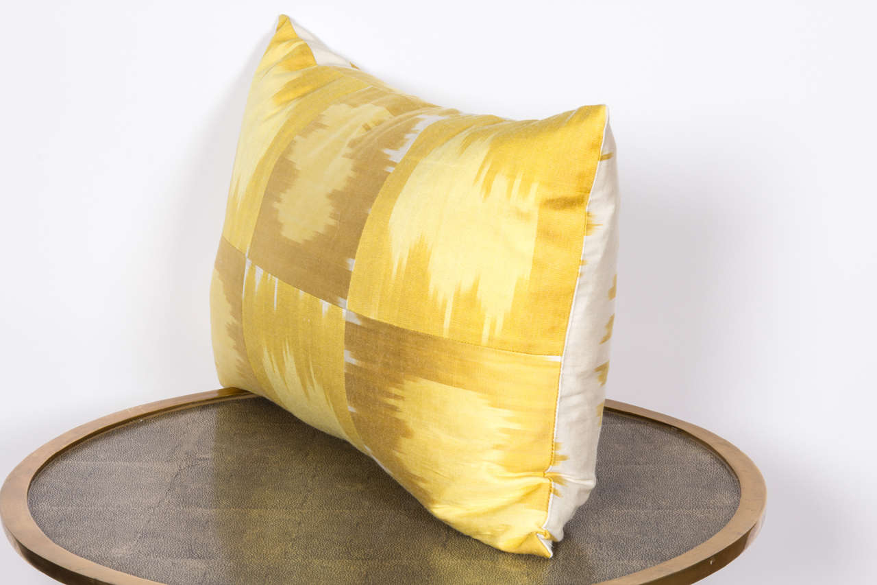 Textile Mustard Yellow Silk and Cotton Pillow