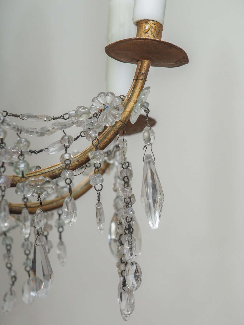 19th Century Gilded Wood and Crystal Genoa Chandelier For Sale 3