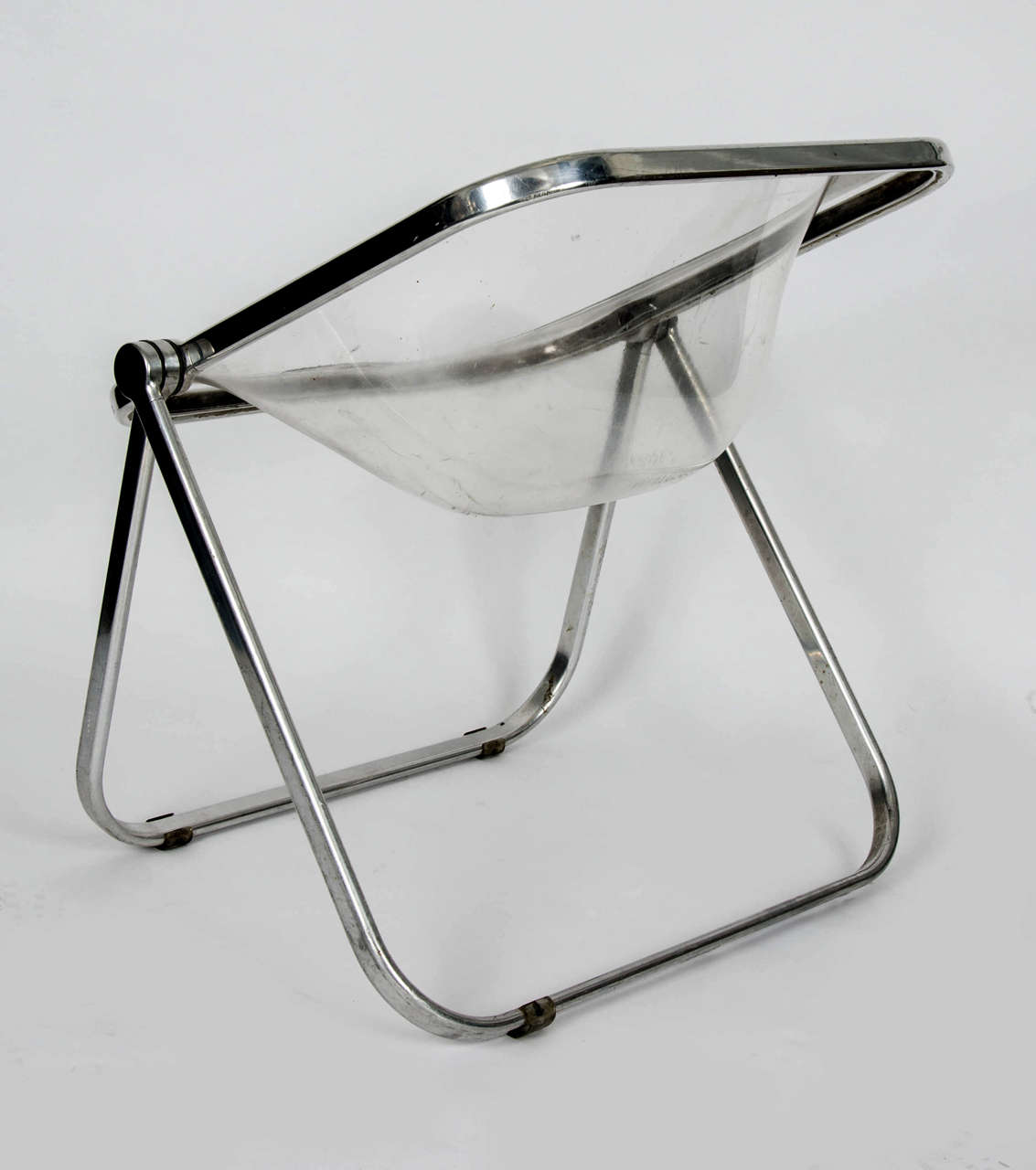Italian 1960s Giancarlo Piretti 'Plia' Clear Folding Chair For Sale