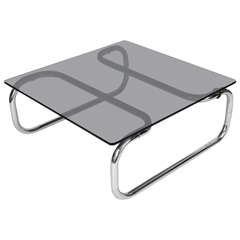 1970s Rodney Kinsman Smoked Glass and Chrome Coffee Table
