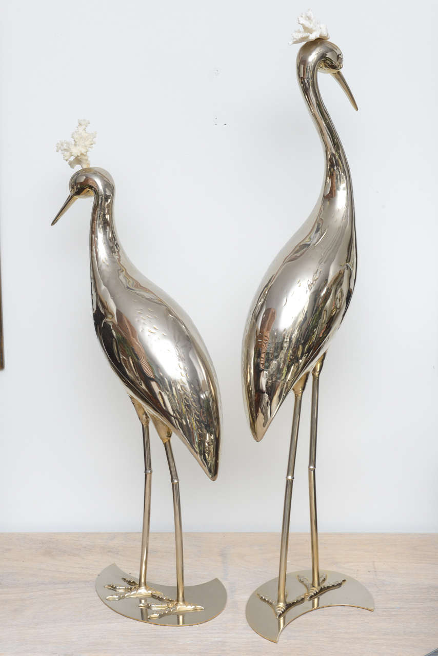 Pair of Vintage Italian Silver Plated Cranes 1