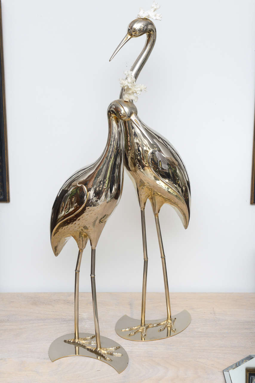 Pair of Vintage Italian Silver Plated Cranes 4