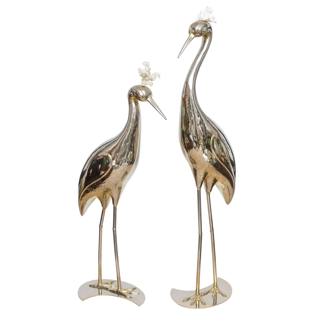 Pair of Vintage Italian Silver Plated Cranes