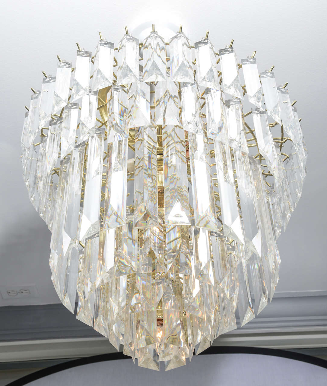 All removable Lucite prisms, eight light-chandelier.