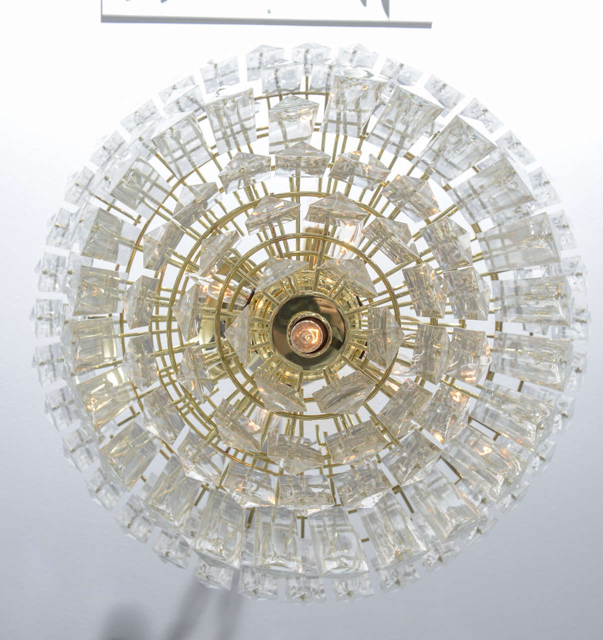Late 20th Century Six-Tier Brass and Lucite Chandelier