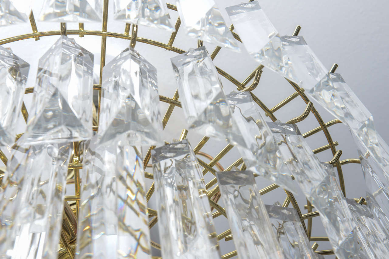 Six-Tier Brass and Lucite Chandelier 2