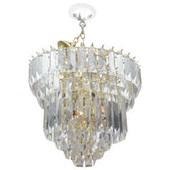 Six-Tier Brass and Lucite Chandelier