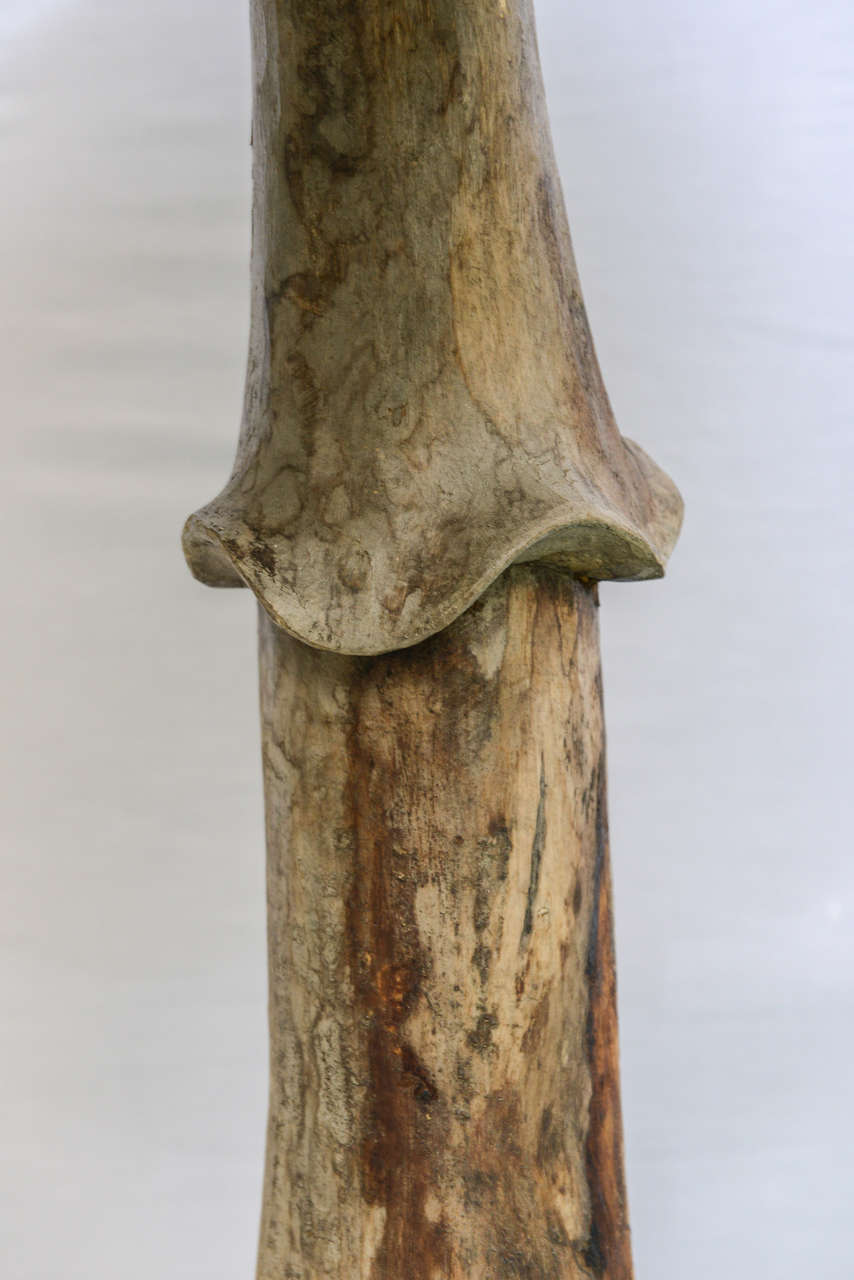 Large Hand-Carved Wood Mushroom Sculpture, circa 1950s In Good Condition In West Palm Beach, FL
