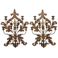 Pair of Italian 19th Century Gilt Metal Wall Sconces