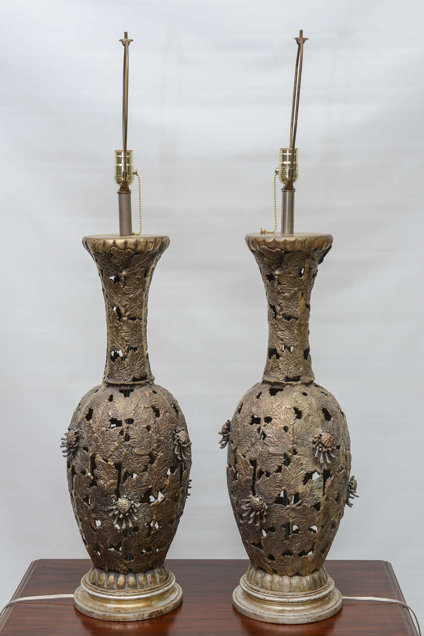 Pair of Bronze Lamps