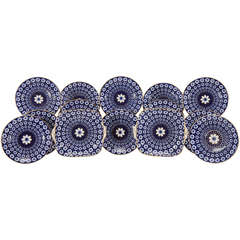 19th Century Derby Cobalt Blue 14-Piece Dessert Set "Daisy" Patter 1