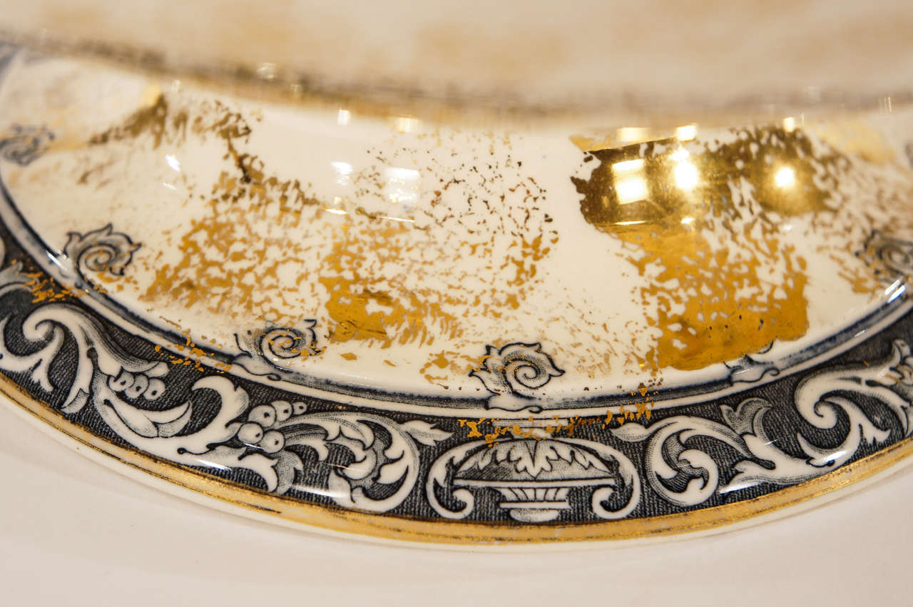 Late 19th Century 19th Century Aesthetic Movement Doulton Burslem Blue and Gold Punchbowl For Sale