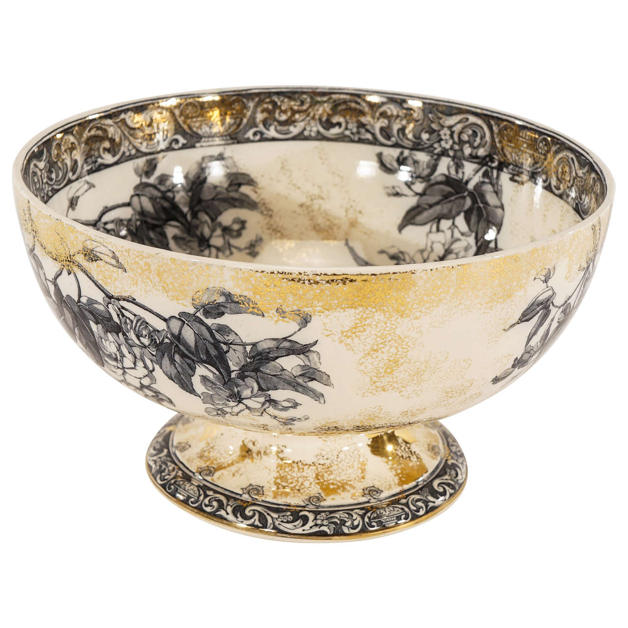 19th Century Aesthetic Movement Doulton Burslem Blue and Gold Punchbowl For Sale