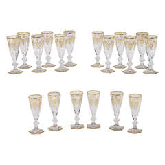 Set of 18 Signed Baccarat Crystal Champagne Flutes "Empire" Pattern