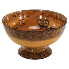 Royal Doulton "Venice" Pattern Polychrome Footed Punchbowl 5