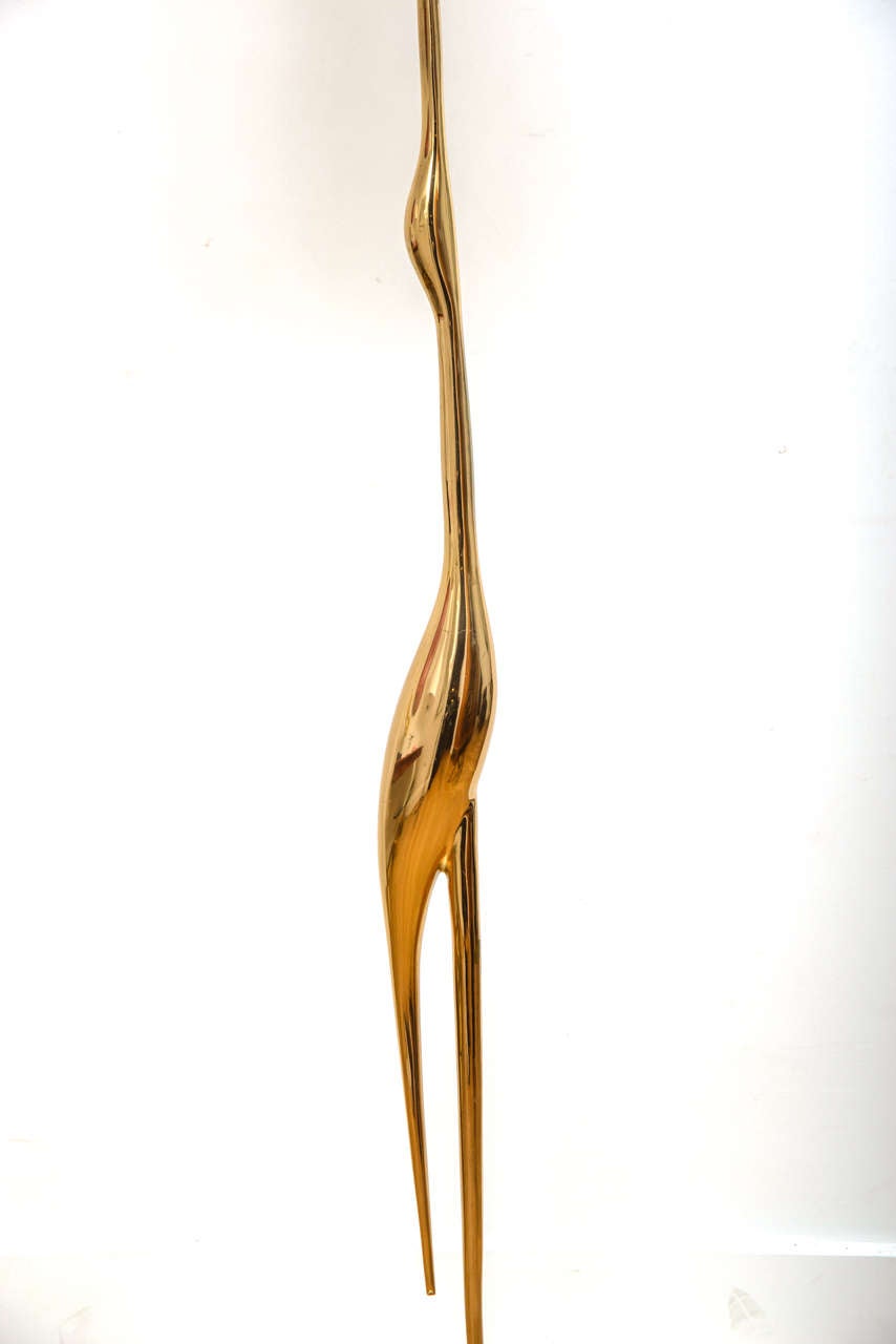 French Bronze “crane” floor lamp, circa 1970, by René Broissand (1928-)