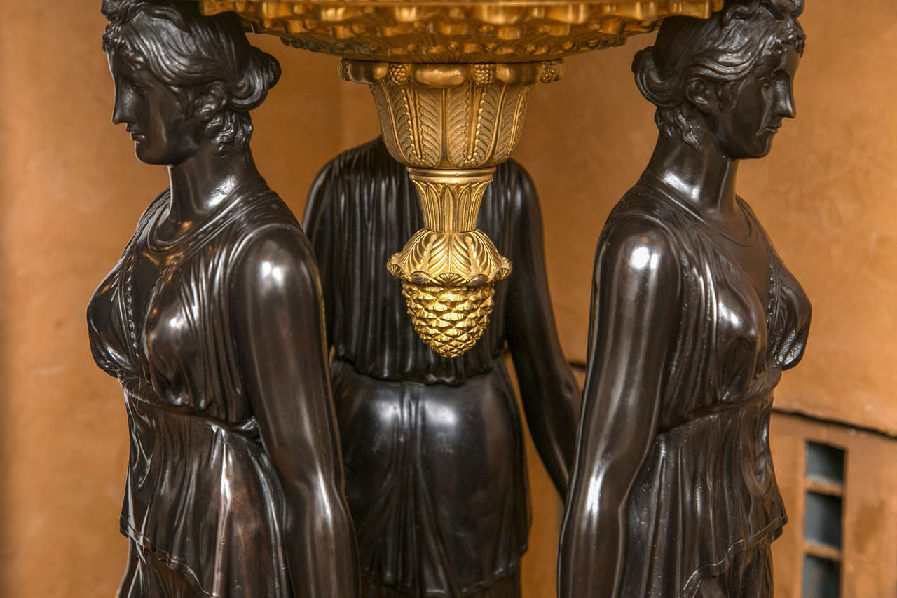 French Pair of Palatial Antique Doré and Patented Bronze Figural Planters