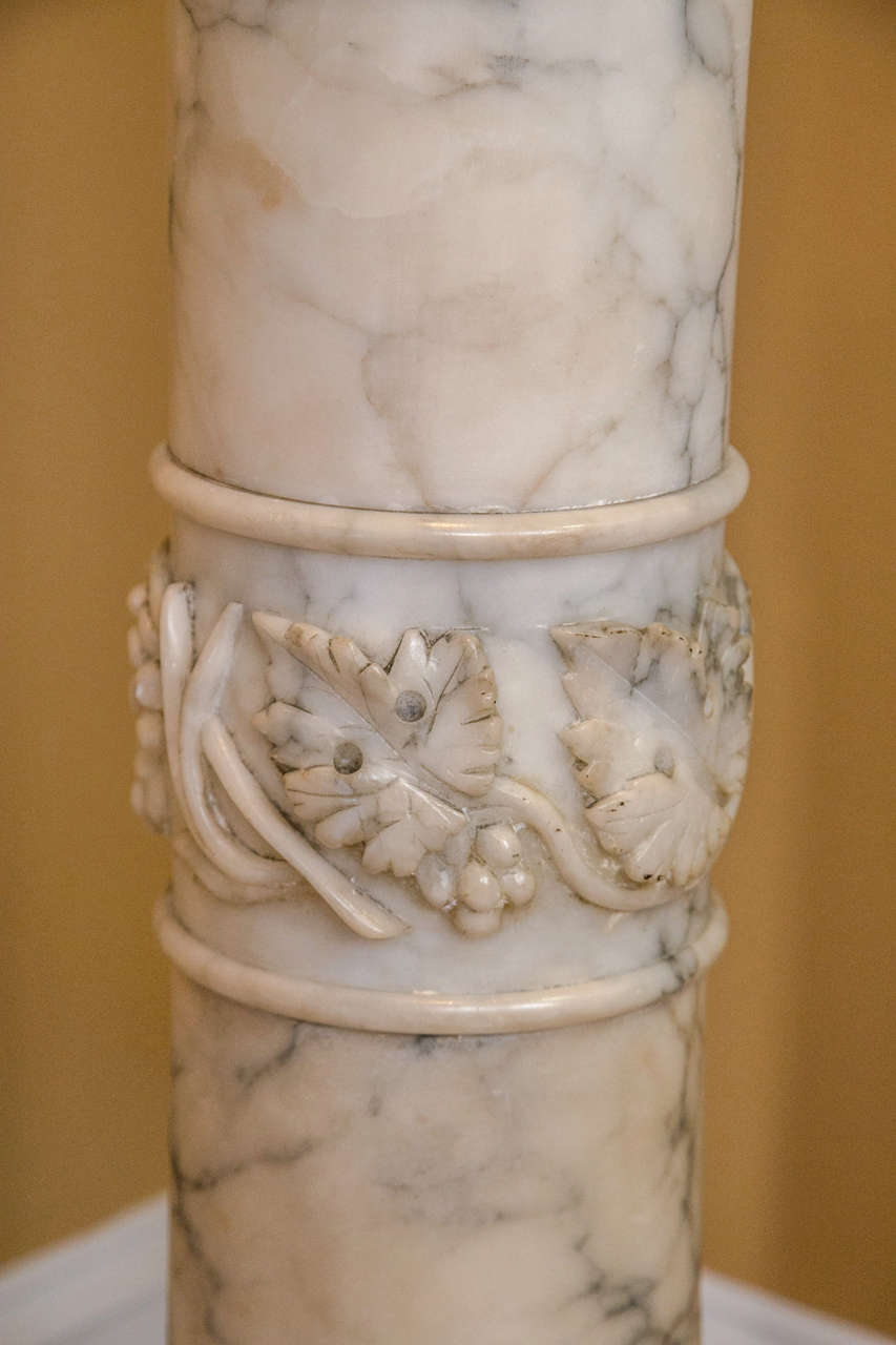 20th Century French Design, Neoclassical, Alabaster Pedestal, Angel Motif, France, 1900s For Sale