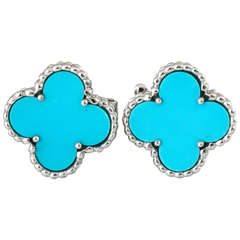 Pair of Van Cleef and Arpels Alhambra Turquoise Earrings