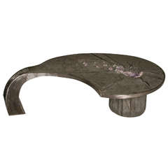 Metal, Concrete, Resin & Amethyst Coffee Table. Unique Pice Monogrammed AM