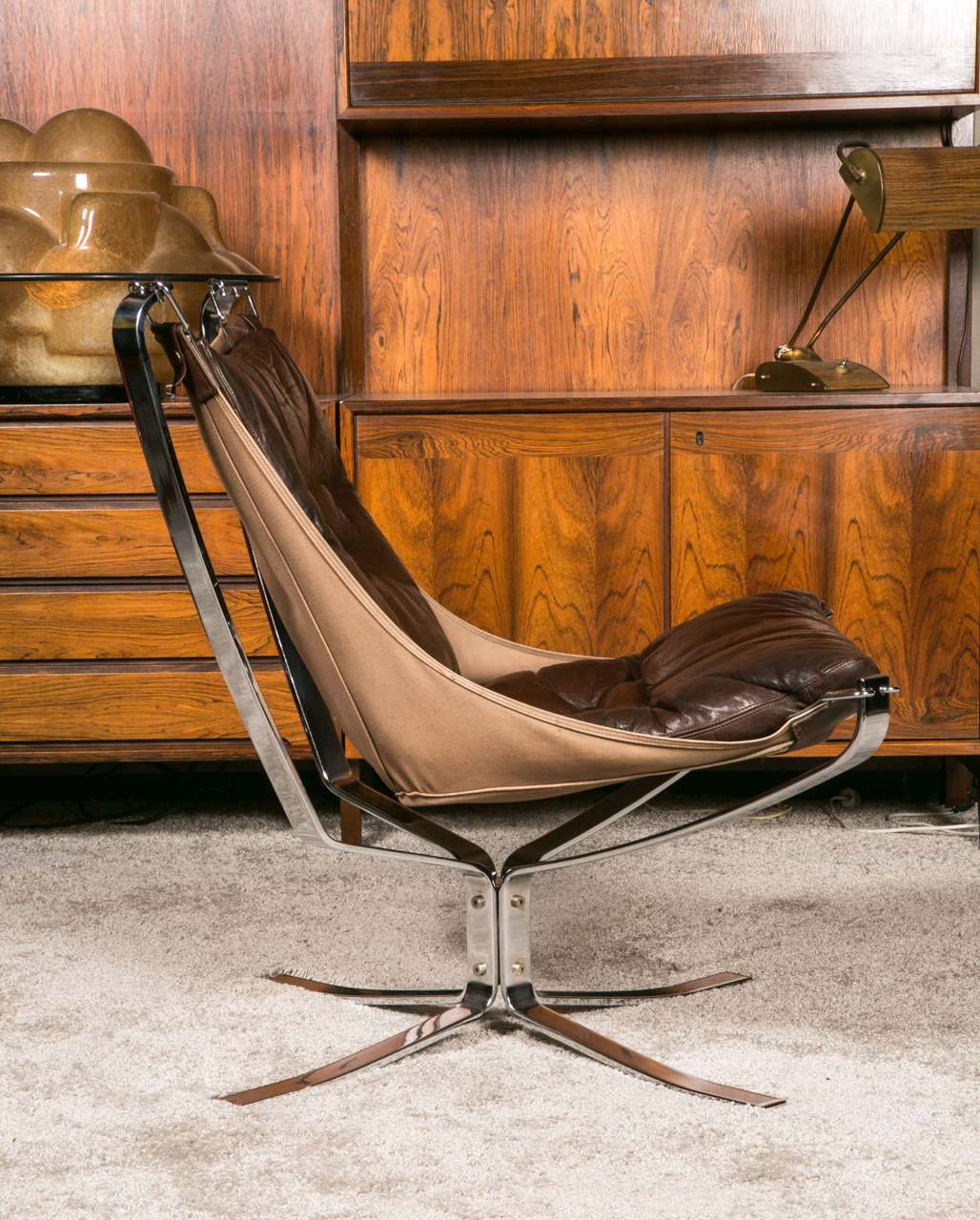 Paire of Chrome Steel, Canvas and Leather Falcon Armchairs by Sigurd Ressel In Good Condition For Sale In Paris, FR