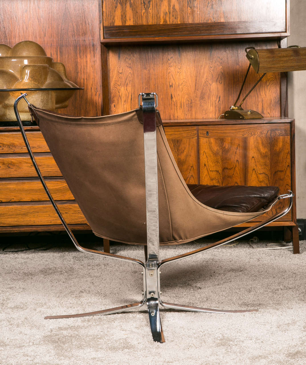 Late 20th Century Paire of Chrome Steel, Canvas and Leather Falcon Armchairs by Sigurd Ressel For Sale
