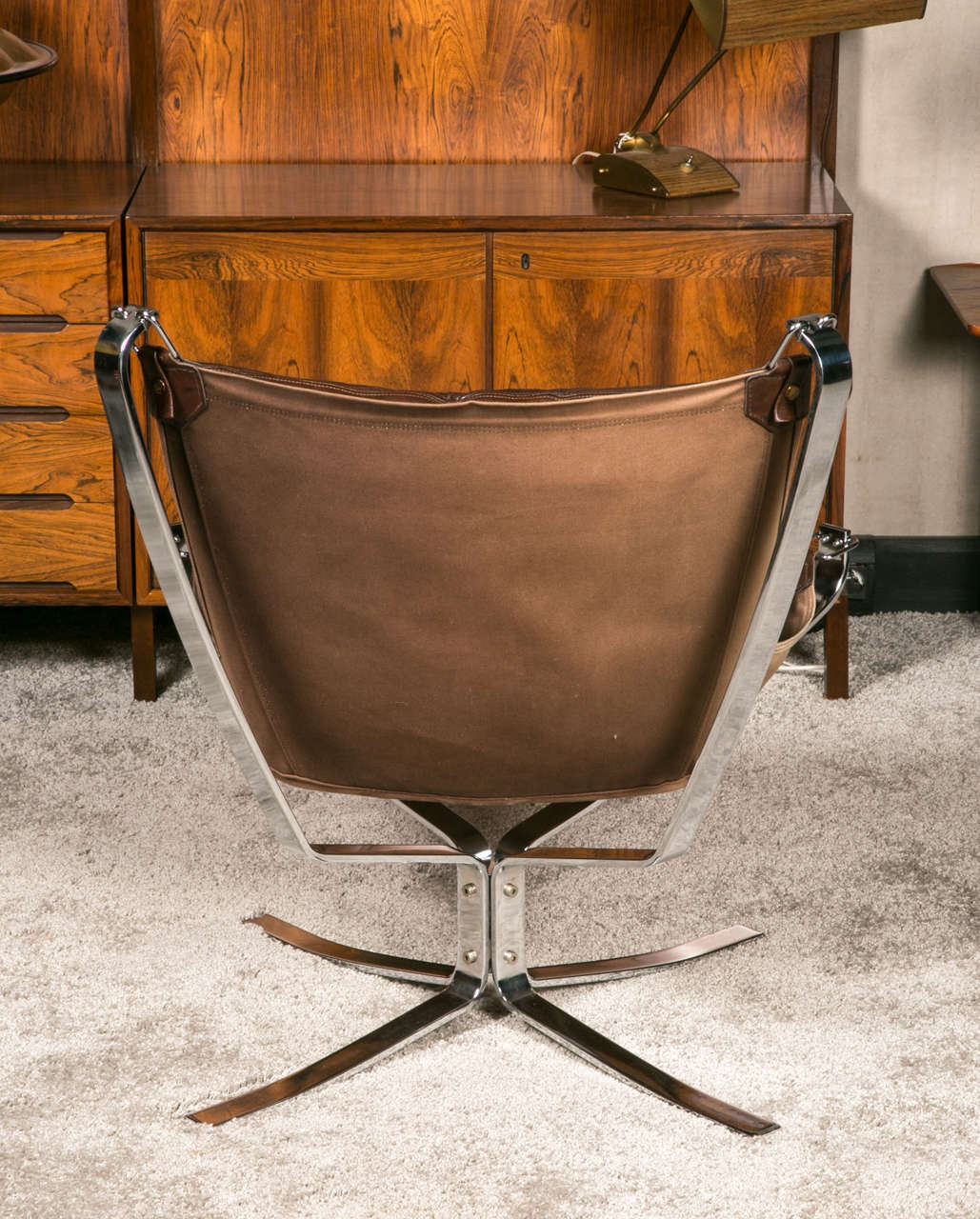 Paire of Chrome Steel, Canvas and Leather Falcon Armchairs by Sigurd Ressel For Sale 1