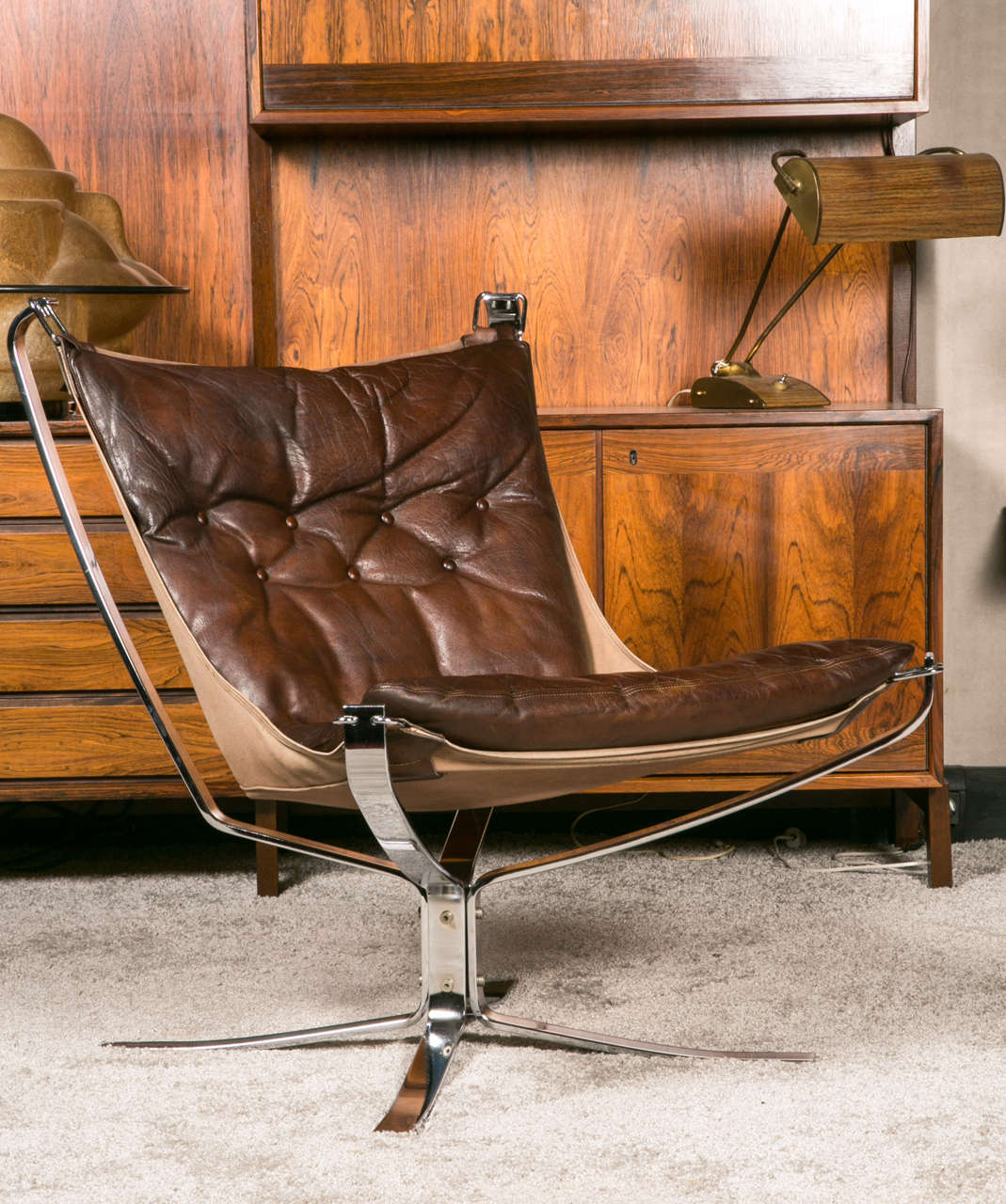 Paire of Chrome Steel, Canvas and Leather Falcon Armchairs by Sigurd Ressel For Sale 2