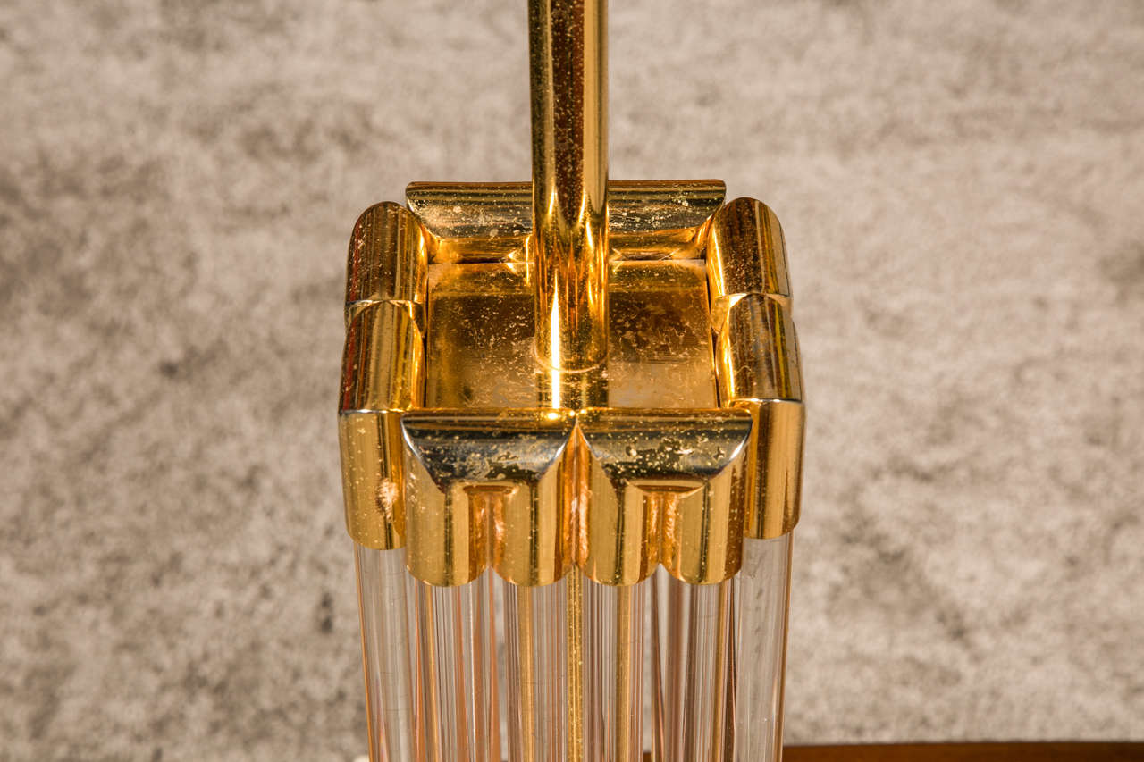 French Table Lamp in Glass Tubes and Gilded Metal, 1960-1970 For Sale
