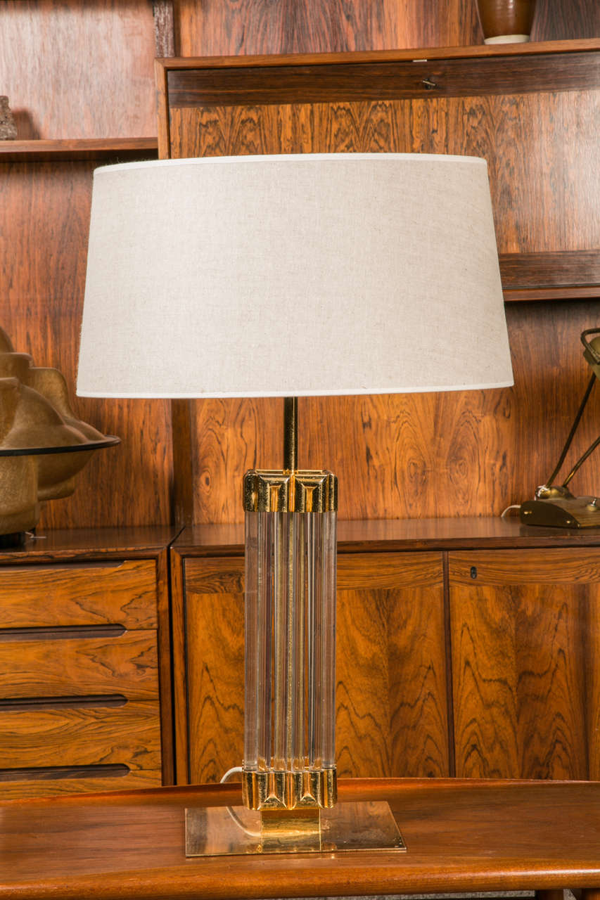 Table Lamp in Glass Tubes and Gilded Metal, 1960-1970 In Good Condition For Sale In Paris, FR
