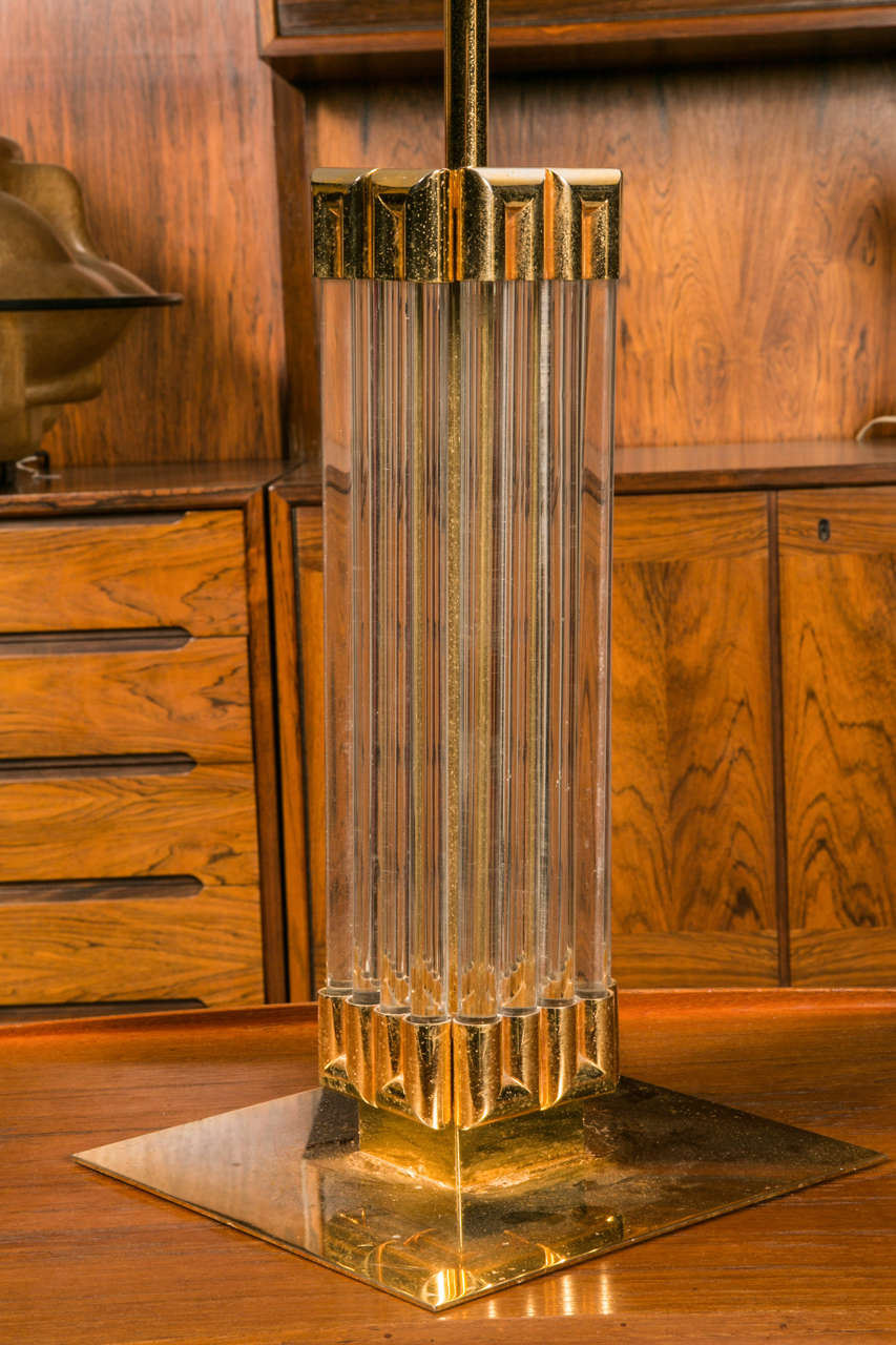Table Lamp in Glass Tubes and Gilded Metal, 1960-1970 For Sale 1