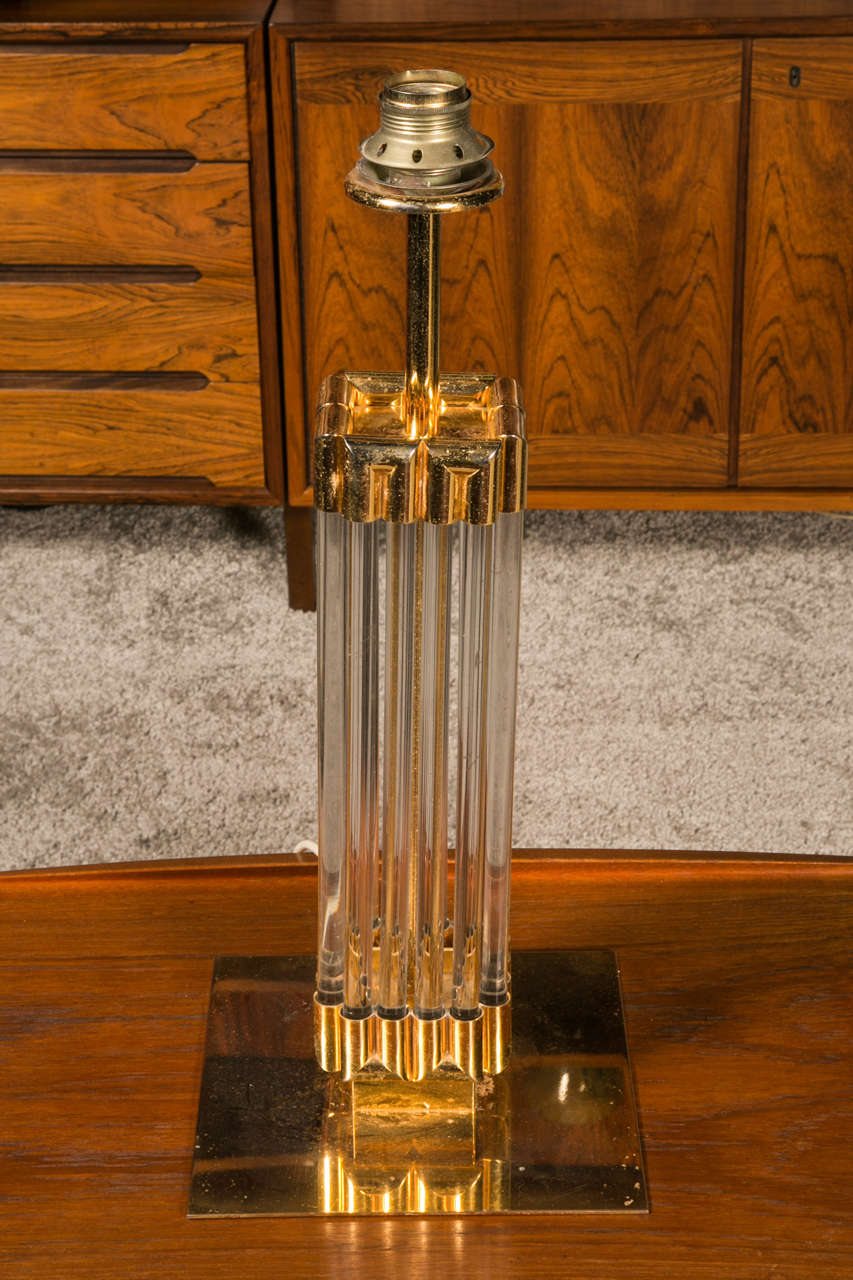 Table Lamp in Glass Tubes and Gilded Metal, 1960-1970 For Sale 2