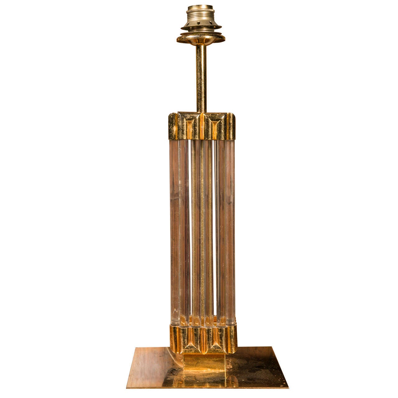Table Lamp in Glass Tubes and Gilded Metal, 1960-1970 For Sale
