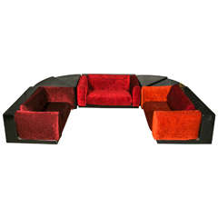 Set of Three Sofas and Two Corner Side Tables by Cini Boeri