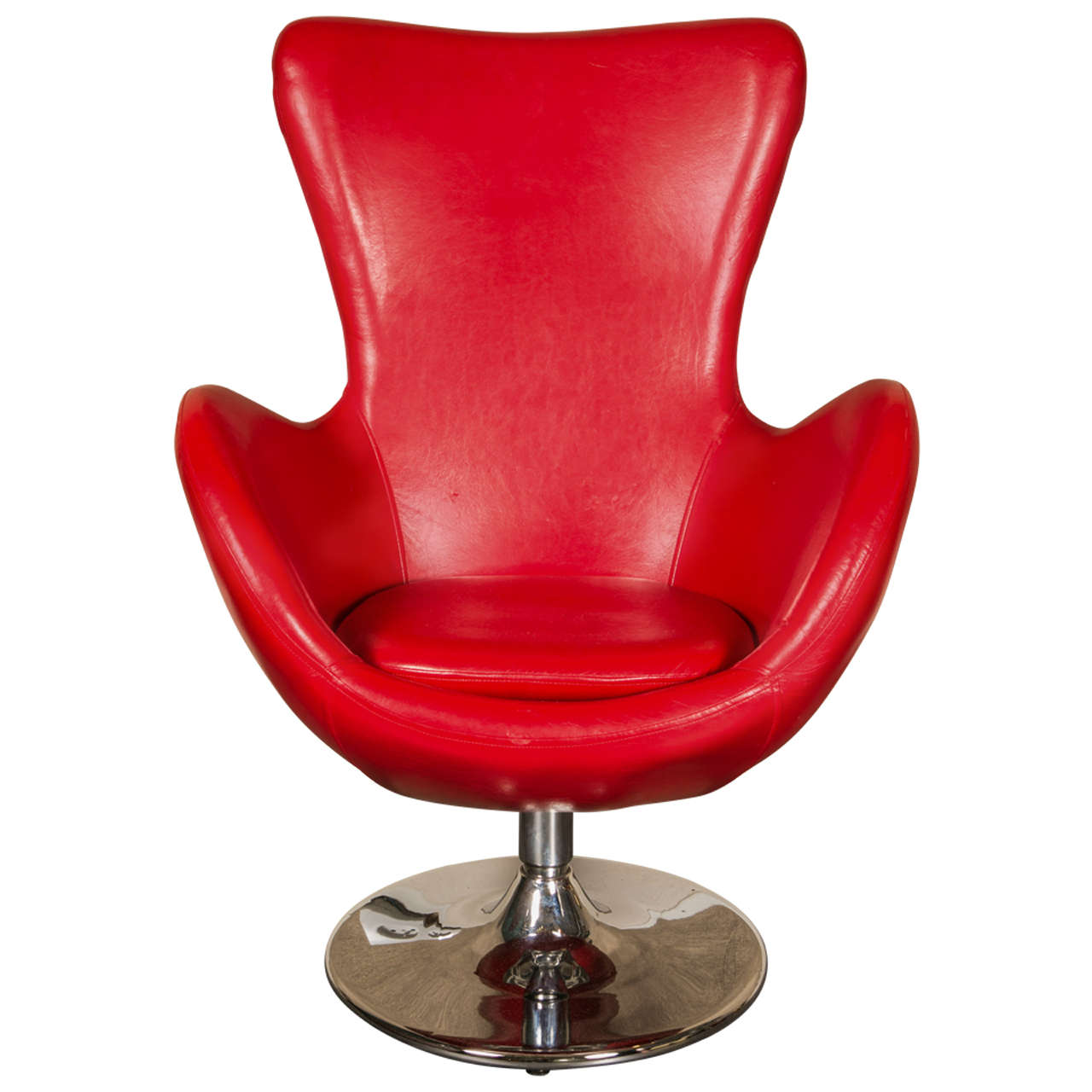 1970 Leather Armchair in the Style of Jacobsen Eggs