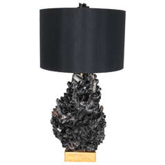 Maganificent Black Quartz Table Lamp on Gold Leaf Base