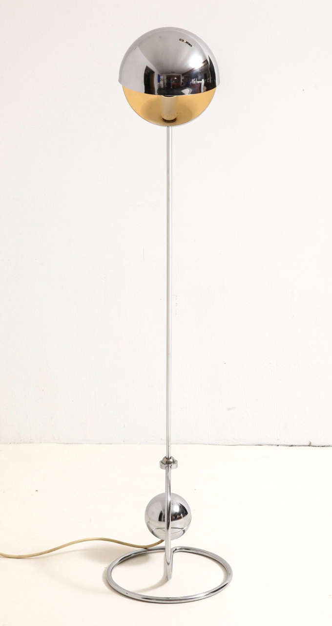This superb floor lamp was designed by Paolo Tiche and produced for Sirrah, Bologna Italy, late sixties and early seventies. 
This 