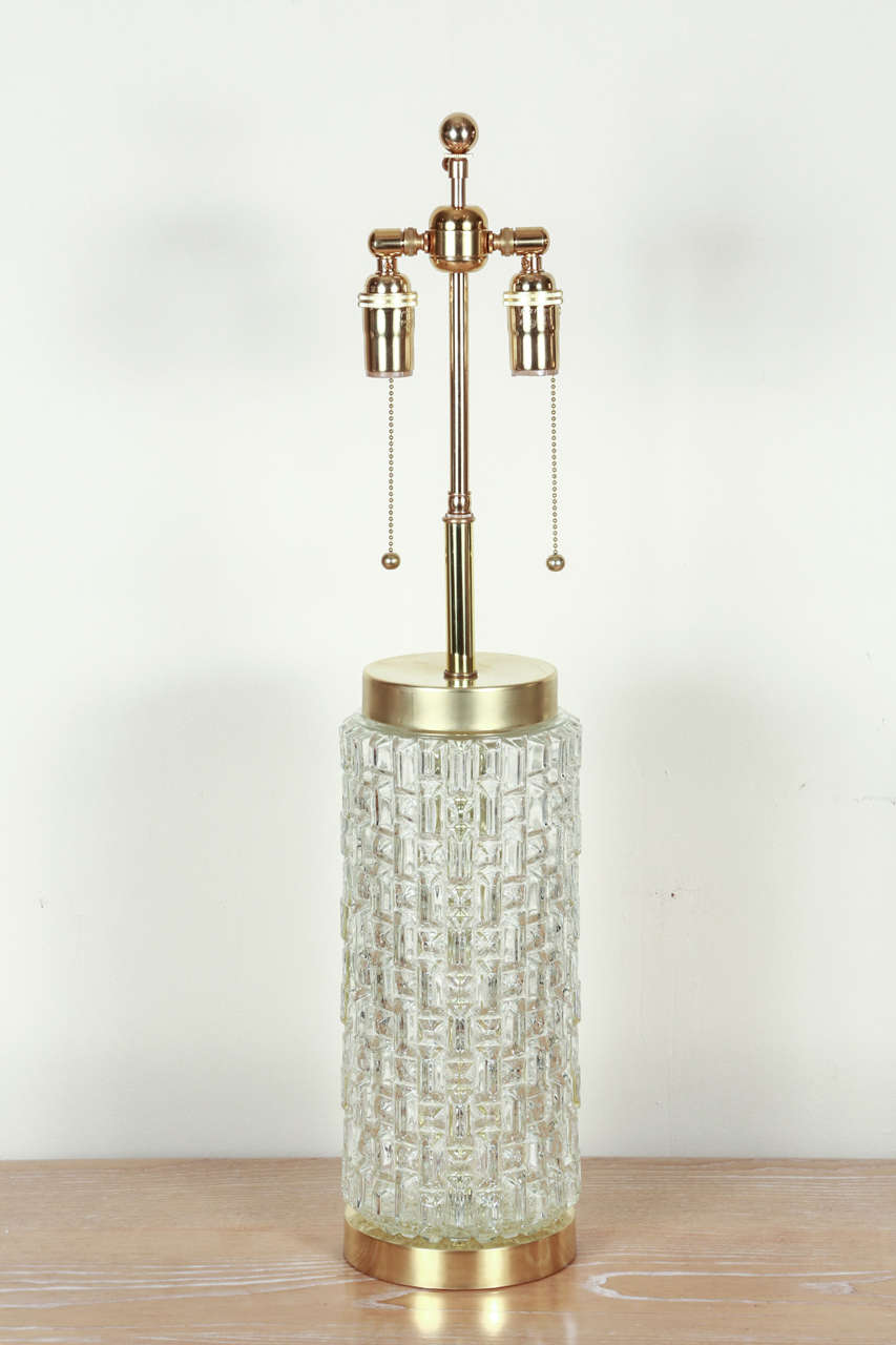 American Lovely Pair of Lamps with Faceted Glass