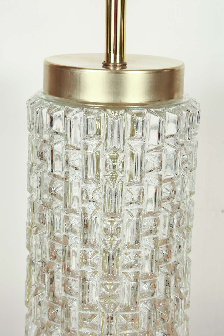 Lovely Pair of Lamps with Faceted Glass 1