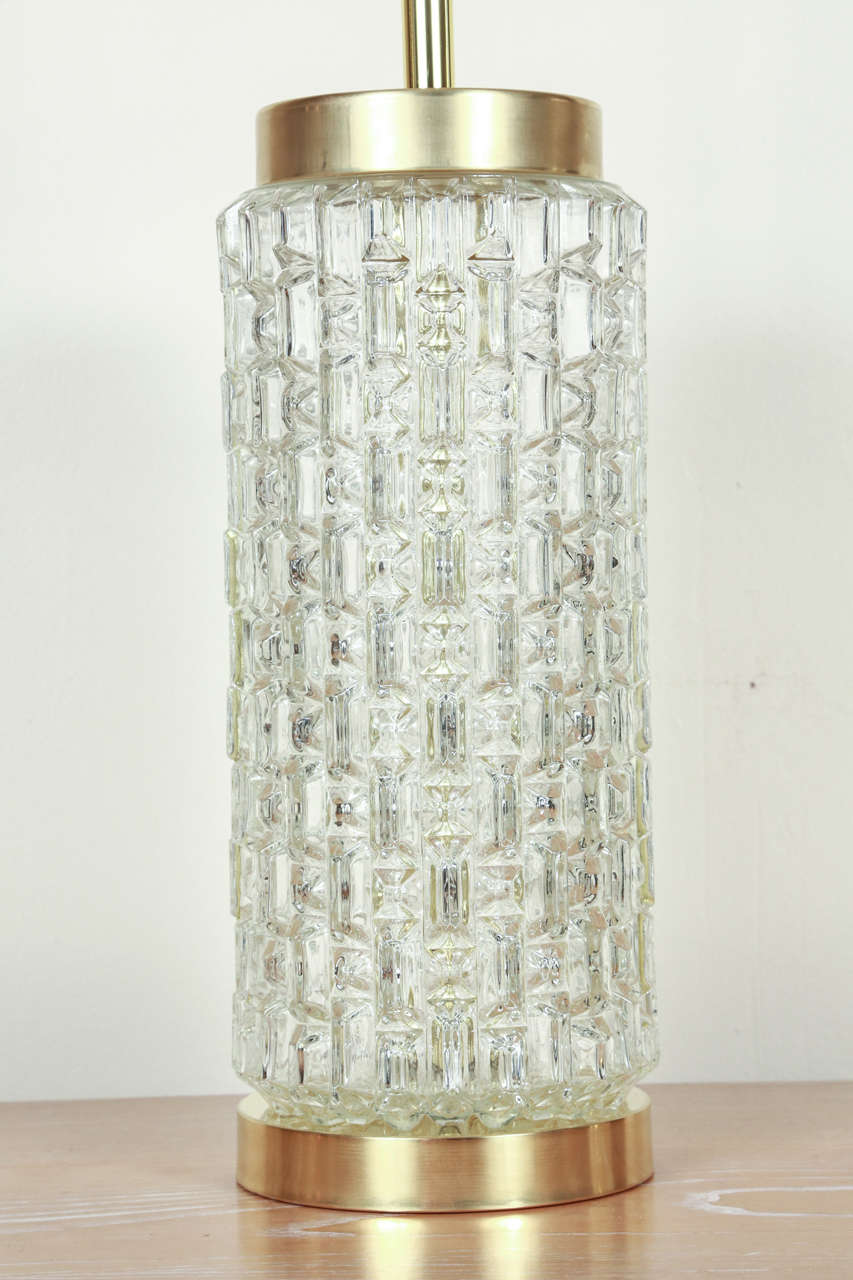 Lovely Pair of Lamps with Faceted Glass 2