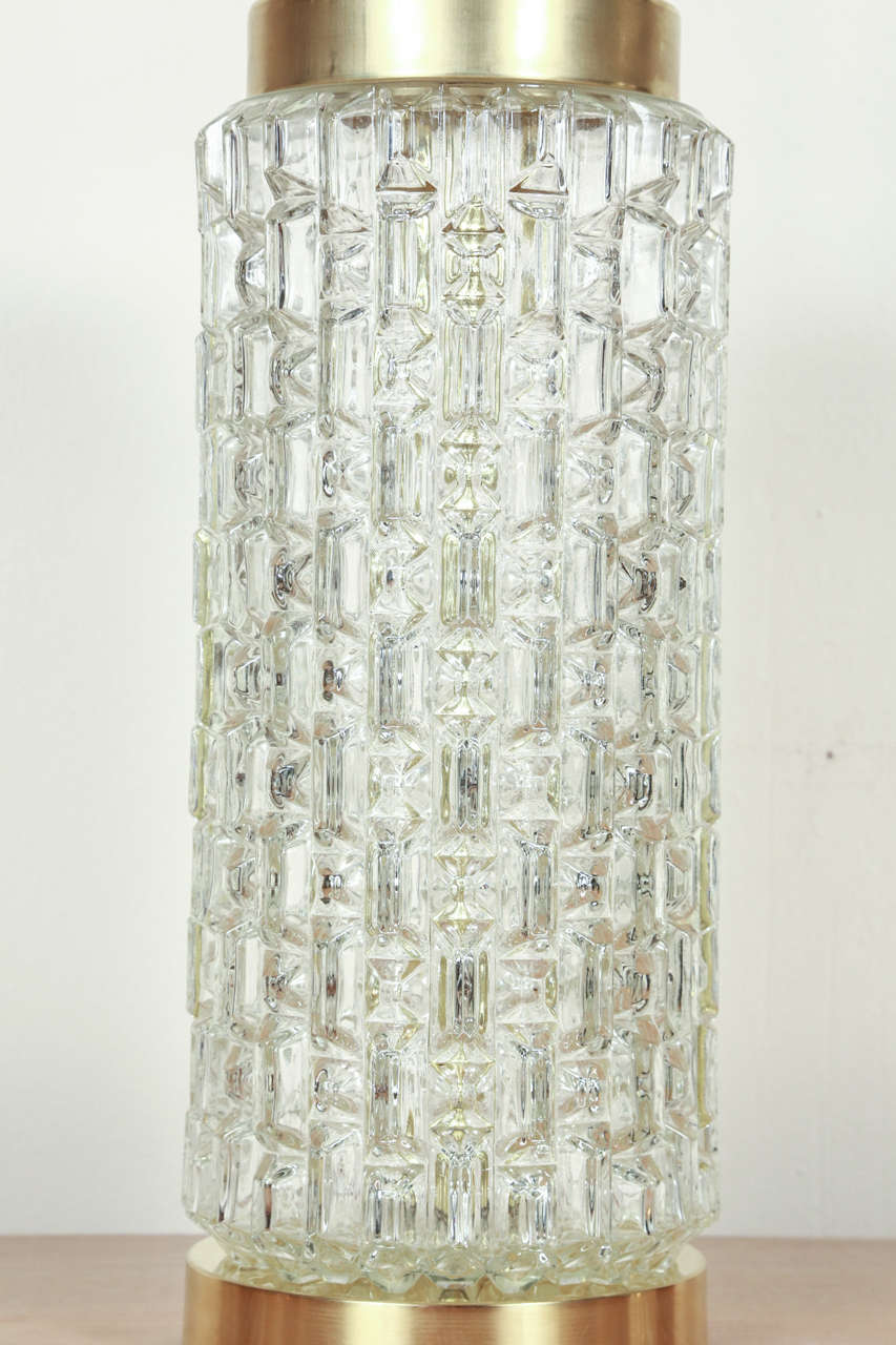 Lovely Pair of Lamps with Faceted Glass 3